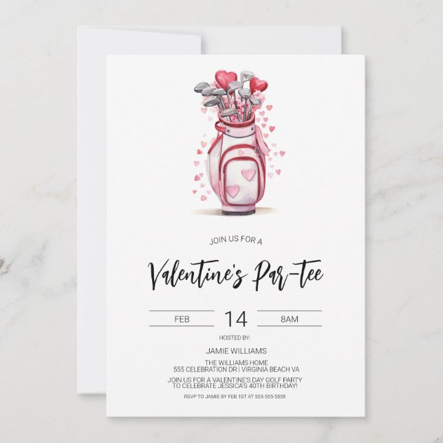 Valentine Golf Invitation, Valentine's Golfing Invitation (Front)