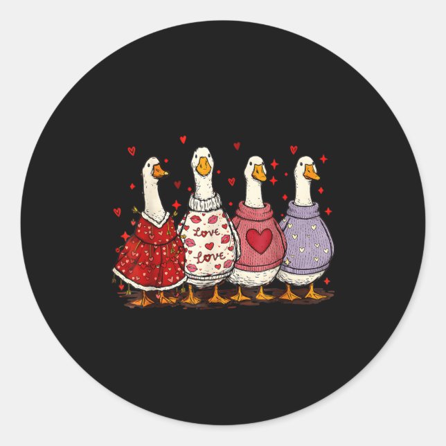 Valentine Goose Heart Silly Goose Valentines Day  Classic Round Sticker (Front)
