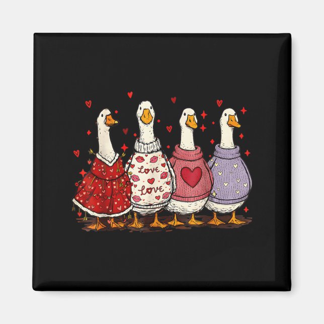 Valentine Goose Heart Silly Goose Valentines Day  Magnet (Front)