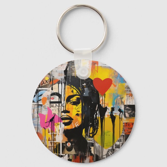 Valentine Graffiti Grunge Art Print Key Ring (Front)