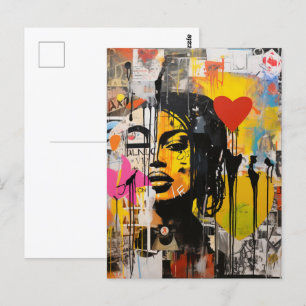 Valentine Graffiti Grunge Art Print Postcard