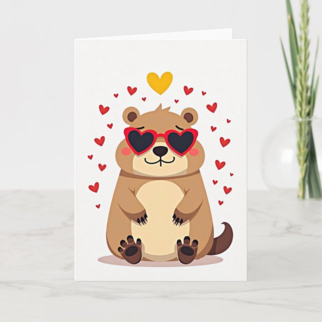 Valentine Groundhog Love Card (Front)