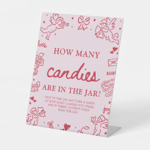 Valentine Guess How Many Candies Bridal Shower  Pedestal Sign