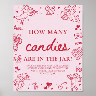 Valentine Guess How Many Candies Bridal Shower  Poster