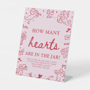 Valentine Guess How Many Hearts Bridal Shower  Pedestal Sign