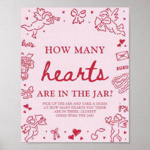 Valentine Guess How Many Hearts Bridal Shower Poster