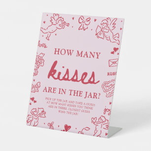 Valentine Guess How Many Kisses Bridal Shower  Pedestal Sign