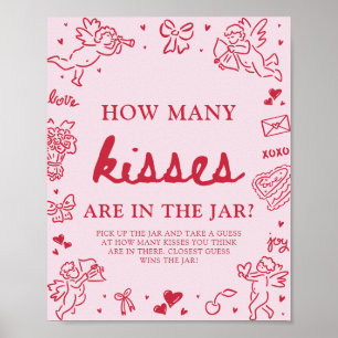Valentine Guess How Many Kisses Bridal Shower Poster