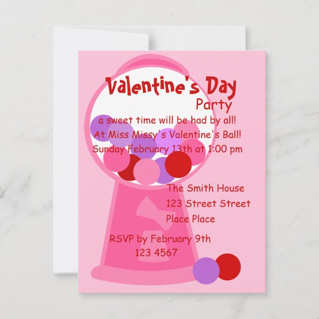 Valentine Gumball Machine Invitation (Front)