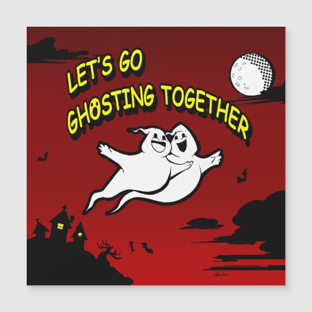 Valentine Halloween Ghosting Thin Magnetic Card (Front)