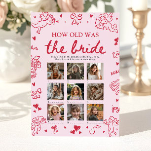 Valentine Hand Drawn How Old Was The Bride Game Invitation