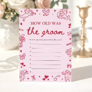 Valentine Hand Drawn How Old Was The Groom Game  Invitation