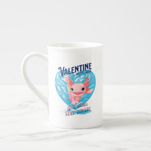 Valentine happy days Stay weird stay loved Axolotl Bone China Mug