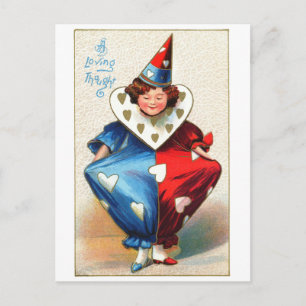 Valentine Harlequin Holiday Postcard