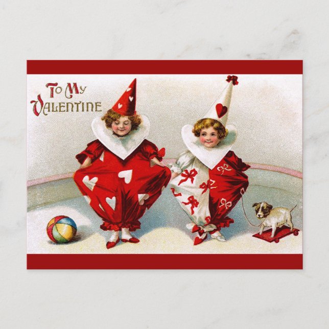 Valentine Harlequins Holiday Postcard (Front)