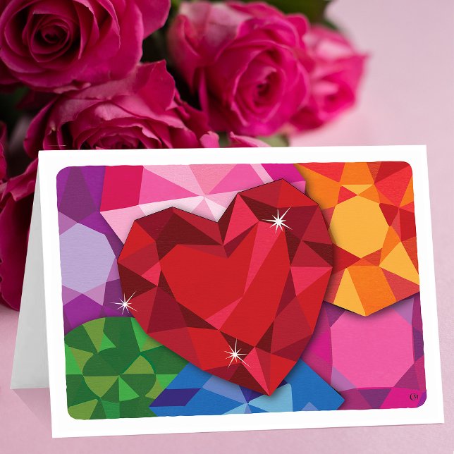 Valentine Heart and Gemstones Blank Card (Creator Uploaded)