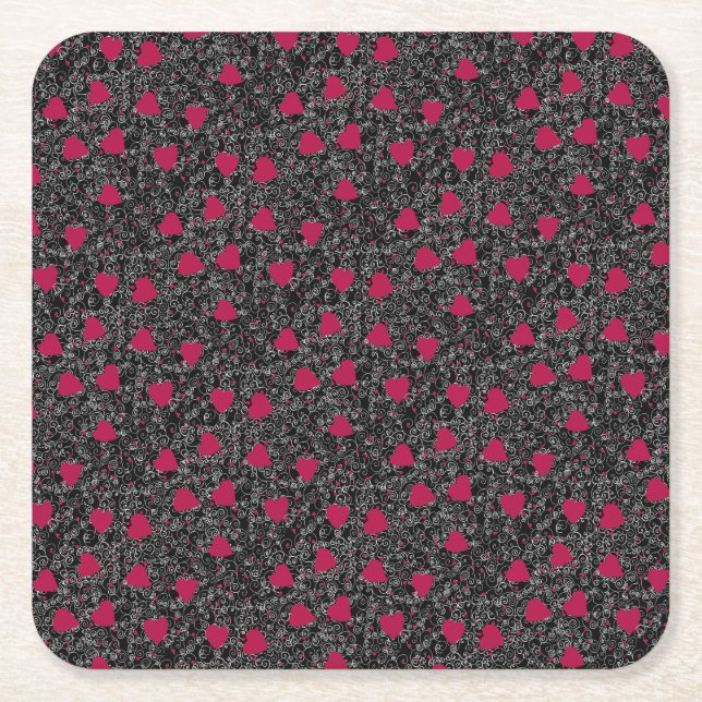 Valentine Heart Art Square Paper Coaster (Front)