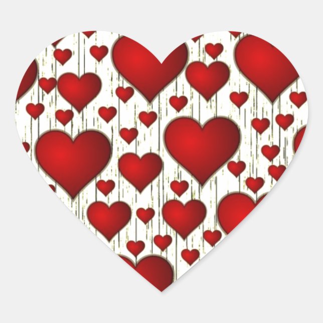 Valentine Heart Attack Retro Red Fab Colours       Heart Sticker (Front)