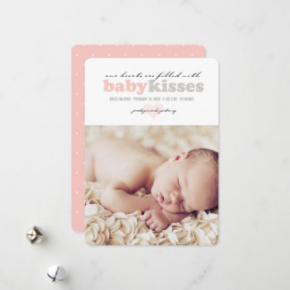 Valentine Heart Baby Girl Birth Announcement Card