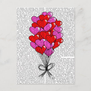 Valentine Heart Balloon Illustration Holiday Postcard