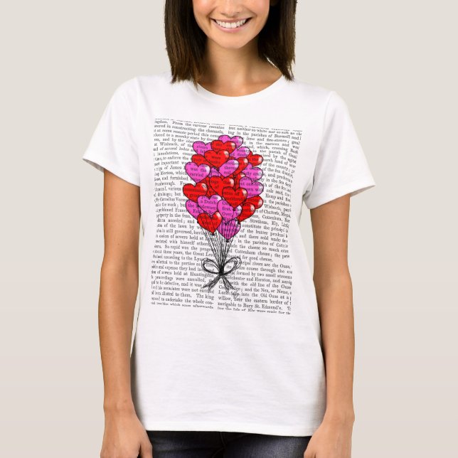 Valentine Heart Balloon Illustration T-Shirt (Front)