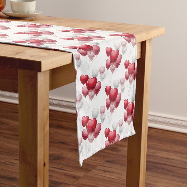 Valentine Heart Balloons Table Runner (In Situ)