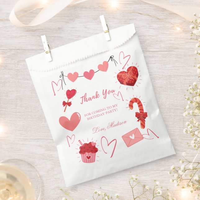 Valentine heart Birthday Party thank You Favour Bags (Clipped)