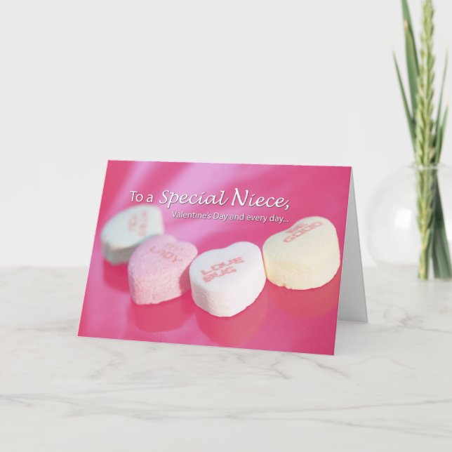 Valentine Heart Candy Niece Holiday Card (Front)