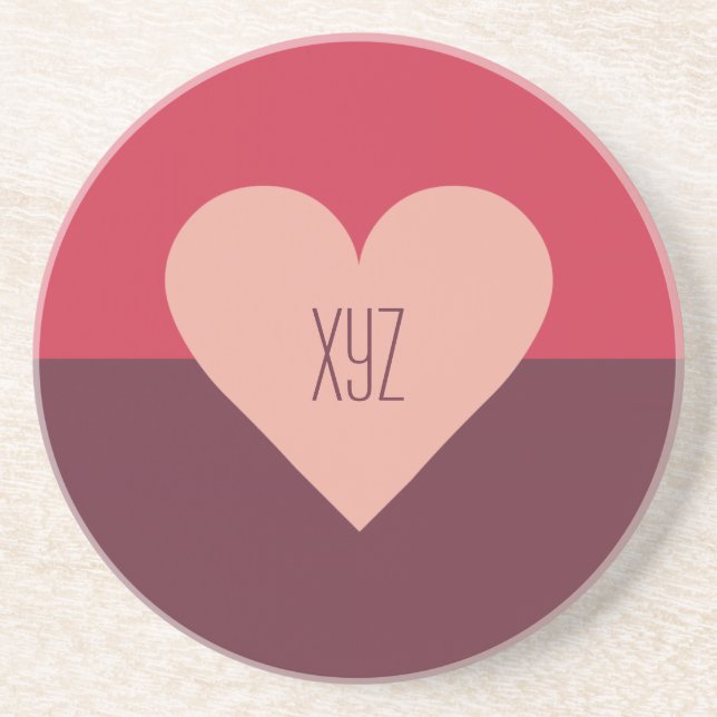 Valentine Heart custom monogram coaster (Front)