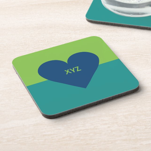 Valentine Heart custom monogram coasters (Left Side)
