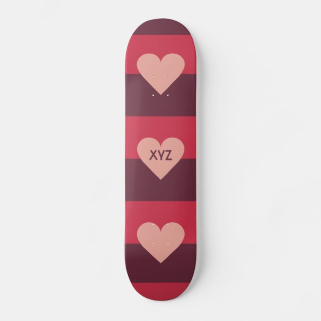 Valentine Heart custom monogram skateboards (Front)