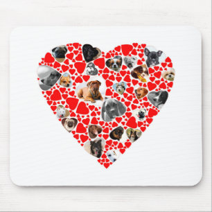 Valentine Heart Dog Photo Collage Mouse Pad