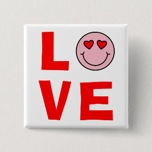 Valentine Heart Eyes Emoji Love 15 Cm Square Badge