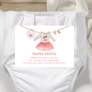 Valentine Heart Girl Baby Shower Diaper Raffle Enclosure Card