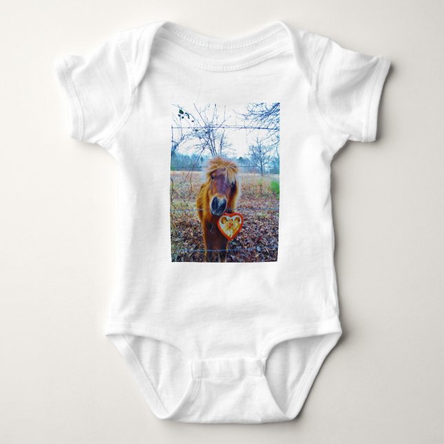 Valentine Heart  Horse Baby Bodysuit (Front)