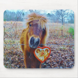 Valentine Heart Horse Mouse Pad