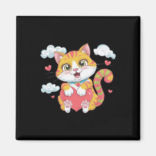 Valentine Heart Kitty Love Cat Rainbow Cute Cat Hu Magnet