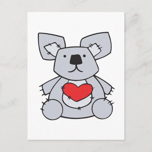 valentine heart koala bear holiday postcard (Front)