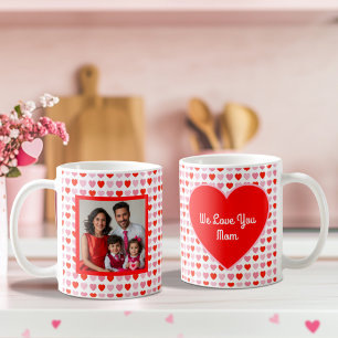 Valentine Heart Love Pattern Custom Photo and Text Coffee Mug