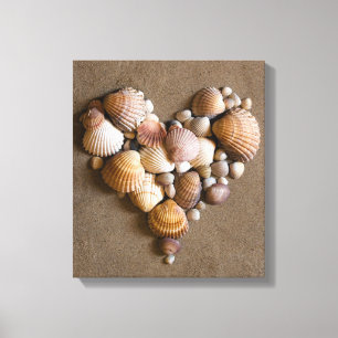 Valentine Heart Made with Shells Canvas Print