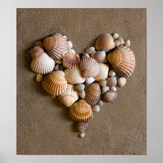 Valentine Heart Made with Shells Poster (Front)