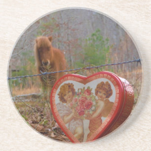 Valentine Heart Miniature brown Horse Coaster