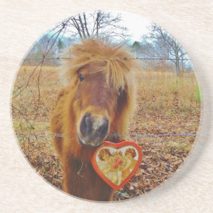 Valentine Heart Miniature brown Horse Coaster