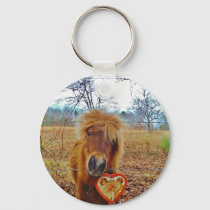 Valentine Heart  Miniature brown Horse Key Ring