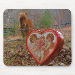 Valentine Heart Miniature brown Horse Mouse Pad