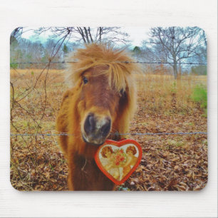 Valentine Heart Miniature brown Horse Mouse Pad