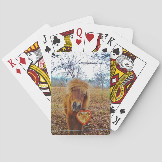 Valentine Heart  Miniature brown Horse Playing Cards (Back)
