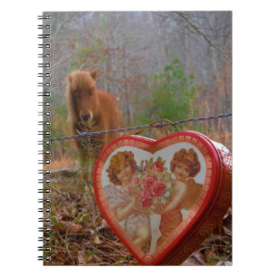 Valentine Heart  Miniature brown Horse Spiral Notebook