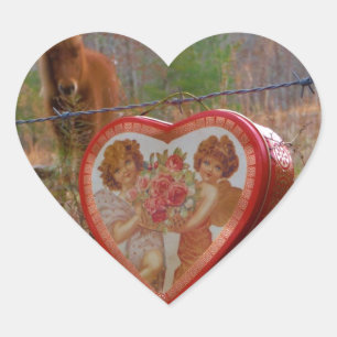 Valentine Heart  Miniature brown Horse Sticker