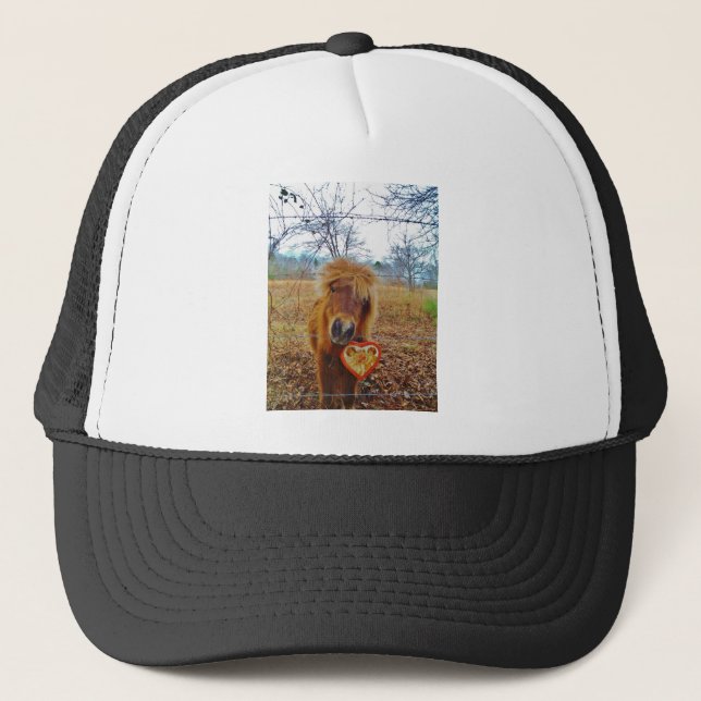 Valentine Heart  Miniature brown Horse Trucker Hat (Front)